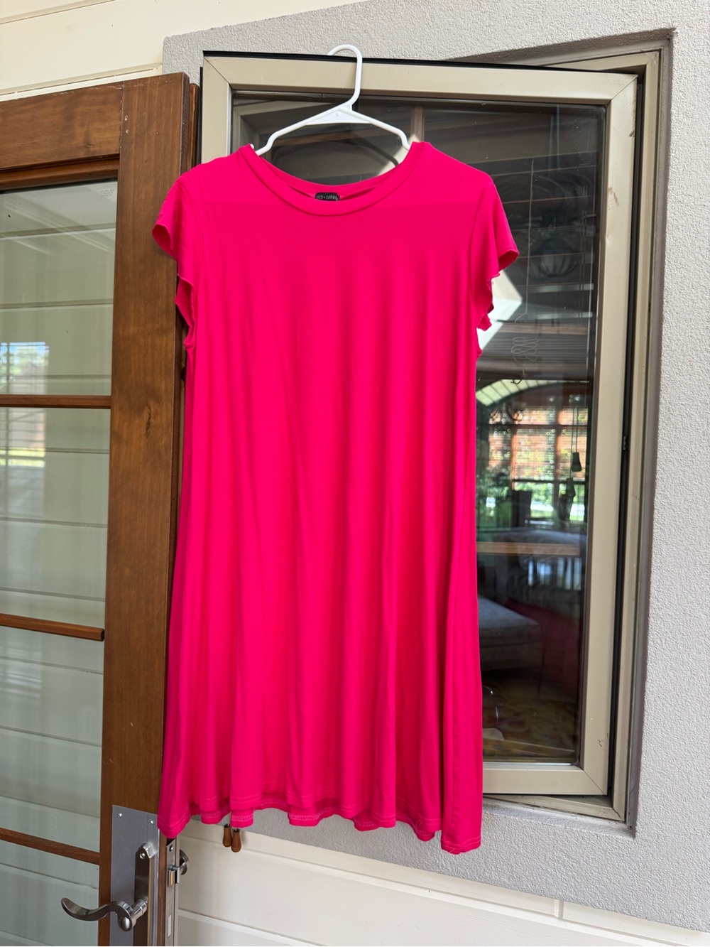 Coco + Carmen Hot Pink Short Sleeve Midi Dress
